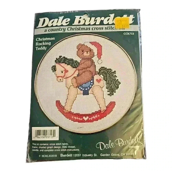 Dale Burdett Country Christmas Cross Stitch Kit Snowman W Bear On Rocking Horse - Picture 1 of 2